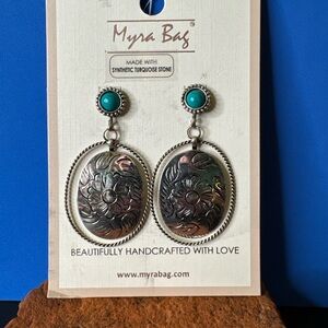 NWT Myra Bag Silver and Turquoise "Dirft" Earrings
